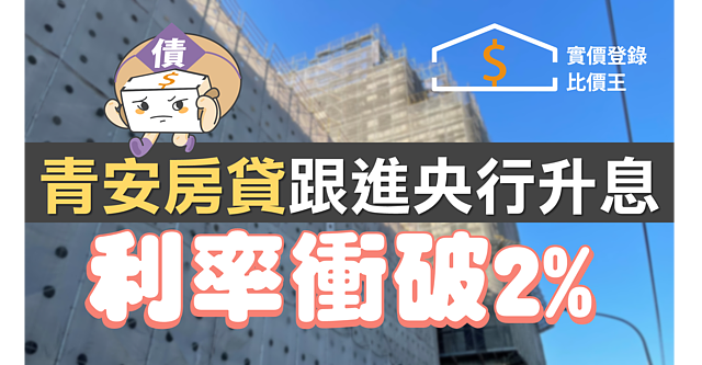 拍板!青安房貸跟進央行升息 利率衝破2%